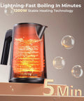 Fast Boil Electric Kettle 1.0L 1200W With 7 Temperature Settings 4 Hour Keep Warm Auto Shut Off Cool Touch Stainless Steel
