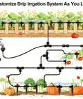 45 Pack Quick Connect Drip Irrigation Fittings Kit For 1/4 Inch Tubing With Push To Fit Connectors Setup Illustration
