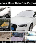 All Weather Windshield Cover Sun Shade for Cars, magnetic windproof shield protecting against snow, leaves, dust, UV, bird droppings
