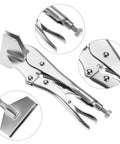Locking Sheet Metal Clamp Set, 8 Inch Alloy Steel Pliers For Welding, Heavy Duty Sheet Metal Grip Tool, close-up details