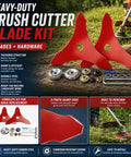 Top Rated Heavy Duty 3 Tooth Brush Cutter Blades For Yard Machines Y28 Plus More Models Thick Steel High Strength Debris Trimming Tools That Rock And Last, durable red blades with hardware.
