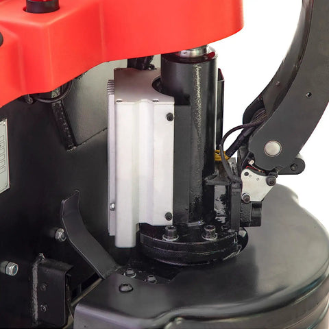 Close-up of the motor assembly in the Heavy Duty Full Electric Pallet Jack With 3300 Lbs Capacity And 6 Hour Battery Life.