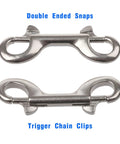 Double Ended Bolt Snap Hooks 3-1/2 Inch Marine Grade 316 Stainless Steel Scuba Diving Clips Trigger Chain