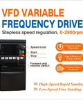VFD Variable Frequency Drive with speed knob, start and stop buttons for Heavy Duty Badass 2X72 Belt Grinder Sander Workbench.