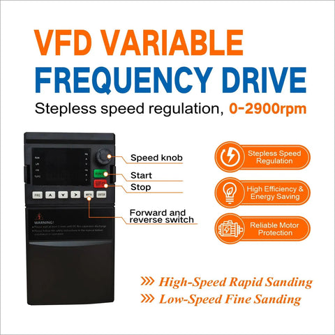 VFD Variable Frequency Drive with speed knob, start and stop buttons for Heavy Duty Badass 2X72 Belt Grinder Sander Workbench.