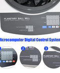 Close-up of microcomputer digital control on Desktop Planetary Ball Mill Grinder 110V 150W High Speed Pro Grade Lab Grinder.