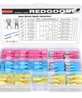 100Pcs Heat Shrink Spade Connectors 1/4 Inch 22-10 Gauge Male And Female Insulated Waterproof Quick Disconnect Wire Crimp Terminals Assortment Kit For Marine Auto Wiring Projects Ready To Roll in plastic case