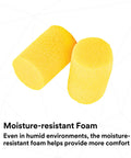 Premium Foam Ear Plugs For Noise Reduction With Super Comfy Fit Disposable 200 Pairs Regular Size Roll Down Uncorded NRR 29 dB ANSI S12 71 2018 Compliant Great For Work Travel And Loud Environments moisture-resistant yellow foam ear plugs