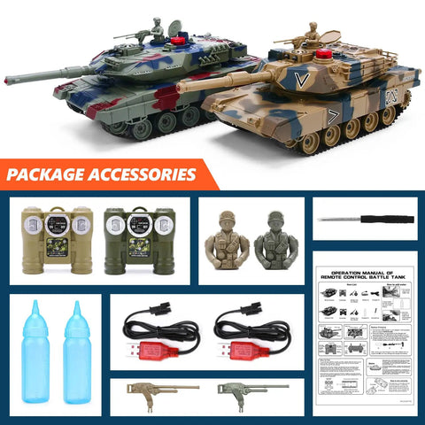 Two Pack RC Battle Tanks One Twenty Fourth Scale For Kids And Adults 2.4GHz Wireless Battle Set with tank accessories