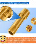 Angled side view of brass tub spout adapter with 3/4 in IPS and 1/2 in IPS threads.