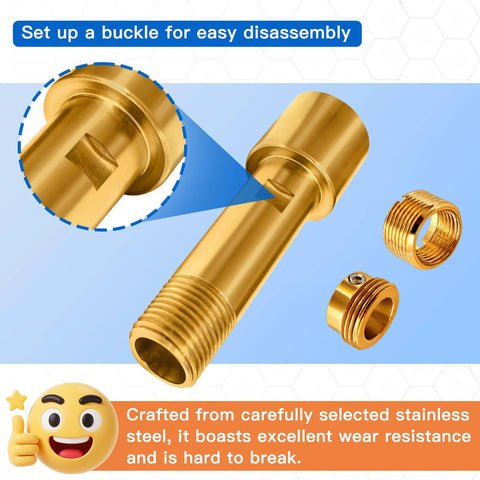 Angled side view of brass tub spout adapter with 3/4 in IPS and 1/2 in IPS threads.