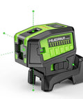 5 Point Self Leveling Laser Level With Plus Mode for precise plumb dots and level lines, 360 degree magnetic base on white background.