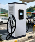 Beefy 120kW DC Fast EV Charger With Dual CCS Connectors at a commercial parking lot location