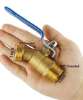 Brass Hose Bib Outdoor Faucet With Three Quarters Inch NPT Inlet And Three Quarters Inch GHT Outlet, Heavy Duty Water Spigot With Long Handle For Easy On Off And Durable Yard Watering, 1 inch brass threaded valve
