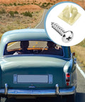 Rear view of vintage car with Set Of 20 License Plate Mounting Kit With Stainless Screws And Galvanized Nylon Bases inset.