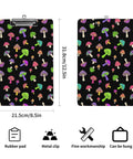 Trippy Mushrooms Print Acrylic Clipboard For A4 And US Letter - Durable Clear Desk Clipboard For Notes, Sketches, And Everyday Office Tasks For Students, Professionals, And Creative Projects At Home Or Office. Black mushroom print acrylic clipboard, 21.5 x 31.8 cm, metal clip