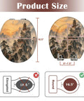 Round Mountain Temple Chinoiserie Sunrise Misty Chinese Ink Toilet Seat size dimensions, showing round shape and measurements.