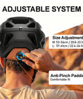 Adjustable size system on EMTB Mountain Bike Helmet NTA8776 Certified With Triple Protection, Matte Black Medium