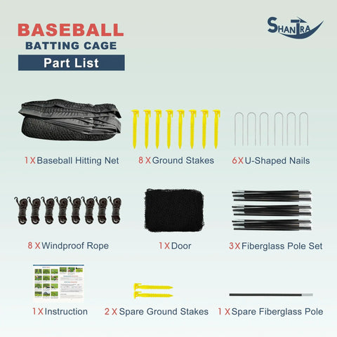 Backyard Baseball And Softball Batting Cage With Frame And Net, 22 By 13 By 9 Feet part list including tools and materials