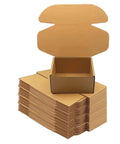 Rock Solid Brown Corrugated Shipping Boxes 6X5X3 Inches Bulk 28 Pack sturdy mailers stacked with one open box.