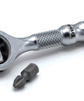Compact 1/4-Inch Drive 4-Inch Swivel Head Micro Ratcheting Bit Driver With 90-Tooth Reversible Mechanism For Tight Spots