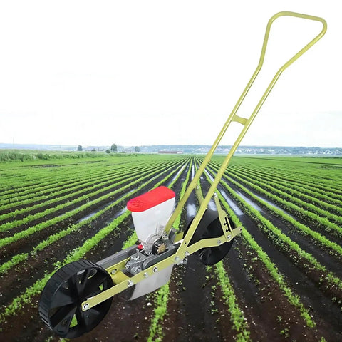 One Wheel Hand Push Garden Seeder For Easy Manual Planting Of Vegetables And Flowers, Adjustable Row Spacing and Depth