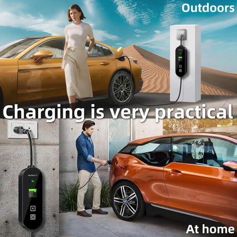 Level 1 And Level 2 EV Charger For Home Use And On The Go 8 To 16 Amp 110 To 240V NEMA 6-20P And NEMA 5-15P J1772 Compatible in use