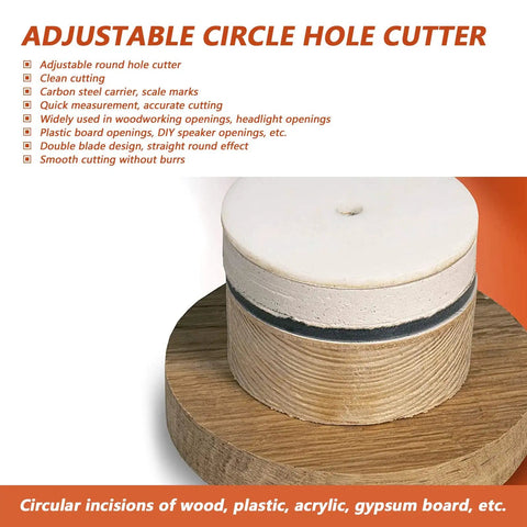 Premium Heavy Duty Circle Hole Cutter Saw Kit With Adjustable Carbon Steel Wood Drill Bit Tool For Precise 30 To 300Mm Round Cuts In DIY Lumber And Furniture Making Projects That Get You Done Fast. adjustable round hole cutter on wood