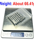 Top Grade 25 Pack Of 6Mm X 12Mm 304 Stainless Steel Dowel Pins displayed on a scale weighing about 66.41g.