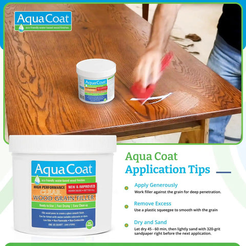 Top Shelf Water Based Clear Wood Grain Filler Gel For A Smooth As Butter Finish On Porous Woods Like Oak And Walnut is applied to a wooden tabletop.