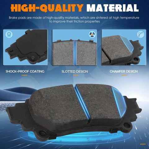 4-piece rear ceramic brake pads for Toyota Highlander 2014–2019, Sienna 2011–2020, Prius V 2012–2017, RX350 2010–2015