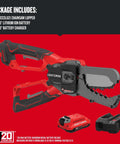 Cordless Lopper With 6 Inch Cut Range And Patented Clamping Jaws, Battery And Charger Included, shown in packaging