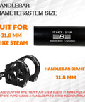 Beefy Aluminum MTB Handlebar 25.4 to 31.8mm Clamp, detail of 720mm width and 90mm rise labeling