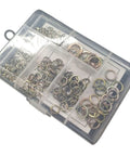 300 Piece Carbon Steel Spring Split Lock Washer Set For Nuts And Bolts, Vibration Resistant, Tough As Nails Heavy Duty Assortment Kit With Multiple Sizes For Automotive Repair, Home Improvement, And DIY Projects, assorted washers in organizer case