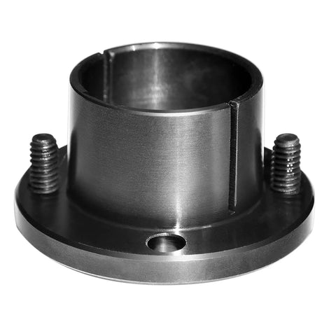 Workhorse H Style Pulley Bushing Featuring Rock Solid Carbon Steel Build With Slick 1 3/8 Inch Bore split taper locking design for keyed shafts.