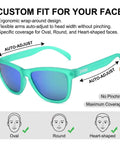 Square Polarized Sunglasses For Women And Men With Mirror Lenses No Bounce No Slip, turquoise with adjustable arms for custom fit