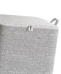 Clothes Storage Bags With Zipper, Foldable Wardrobe Organizer Bins, 110L Capacity, Non Woven Material, grey pattern with handles