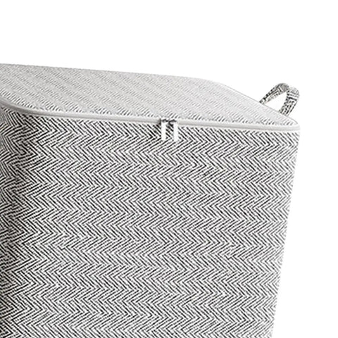 Clothes Storage Bags With Zipper, Foldable Wardrobe Organizer Bins, 110L Capacity, Non Woven Material, grey pattern with handles