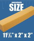 Xtra Large Natural Rubber Sandpaper Cleaner Block For Woodworking, 2 Pack 2x2x12 Inch, shown laying horizontally on a blue background.