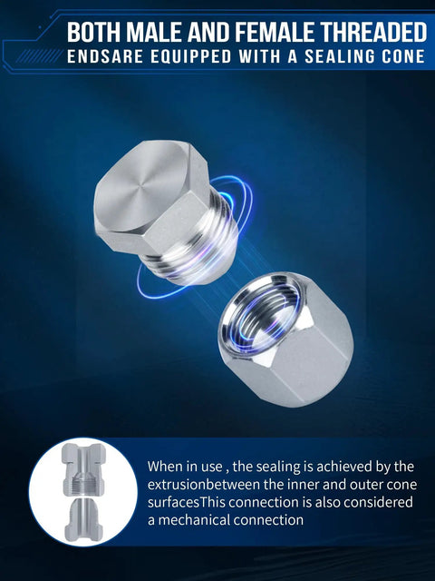 Beefy Pro Grade Industrial Hydraulic Cap And Plug Kit For JIC And ORFS Fittings 180 Piece Set with precision threading detail.