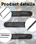 Badass Double Pointed Scriber Tool 10 Inch Long With Slick Textured Grip For Knockout Precision Marking On Steel Glass And Ceramics Carbide Tipped Professional Welding Layout Pen In Black showing straight and 90-degree points.
