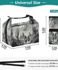 Cowboy Desert Inspired Insulated Lunch Bag With Horse Ride Design showcasing size, large capacity, and foldable feature.