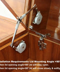 Two Pack Toy Box Hinges With Soft Close And 105 Degree Lid Stay installed on wooden chest.