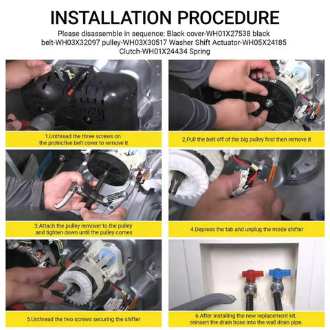 Washer Shift Actuator and Washing Machine Clutch Replacement Kit for GE GTW335ASN2WW GTW465ASN2WW GTW500ASN1WS GTW540ASP1WS installation steps