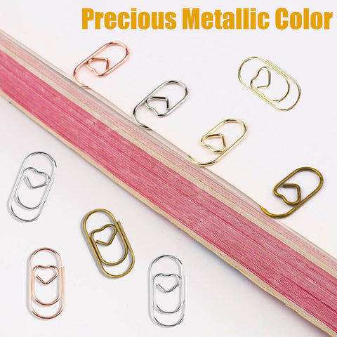 80 Pcs Heart Shaped Paper Clips Metal Journaling Clamps Colorful Cute Clips For Women Creative Organization And Note Sorting Decor For Papers And Planners