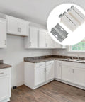 4 Sets Cabinet Hinge Corner Brace Kit With Thickened ABS And Iron Suspension Fittings shown in modern kitchen setting