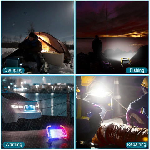 Built Tough LED Construction Spotlight And Work Light With 8000 Lumen Brightness 13500mAh Battery for camping, fishing, repairing.