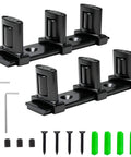 Three Roller Adjustable Sliding Closet Door Floor Guide Upgrade Kit Two Pack Black Bottom Mount with screws and tools