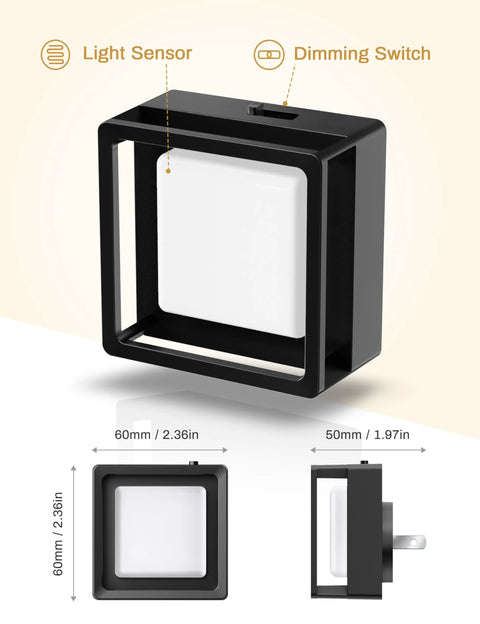 LED Night Light 2 Pack With Dusk To Dawn Sensor Auto On Off Wall Plug In Night Lights Dimmable Brightness For Bathroom Hallway Bedroom