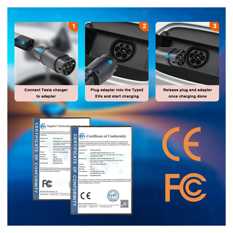 Top Tier Tesla To Type 2 Ev Charger Adapter 32a Eves Connector Compatible With Iec 62196 Electric Car Converter with usage instructions.